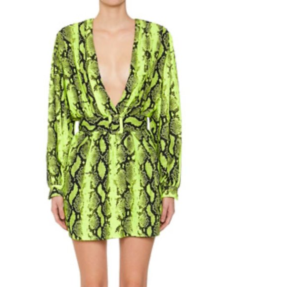 NWT Off-White  Deep V Python Mini Dress - Picture 1 of 6